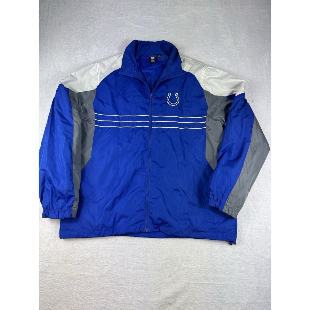 Indianapolis Colts Men's Jacket Large Blue Nylon Reebok NFL Windbreaker Coat